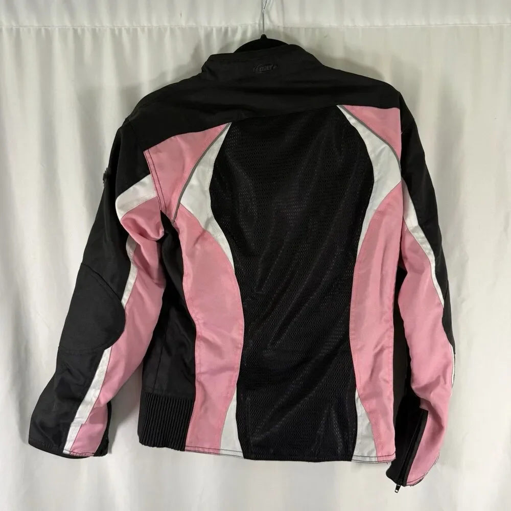 BILT Motorcycle Jacket Women's Medium Black Pink Full Zip Padded Pockets